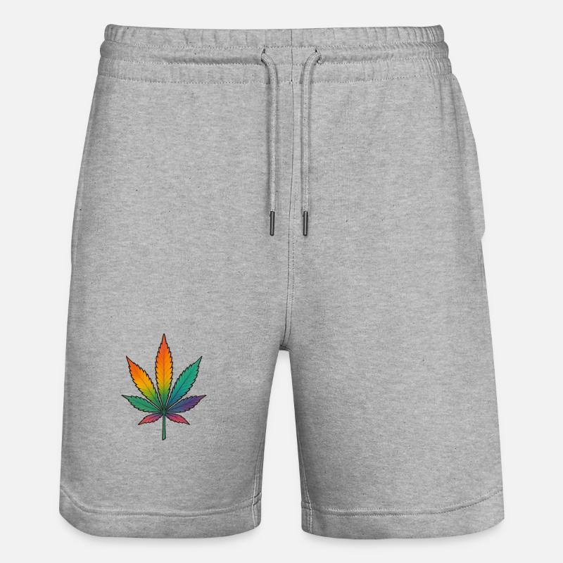 Conception de feuille de cannabis arc-en-ciel - Short de jogging bio TRAINER Stanley/Stella unisexe - gris chiné