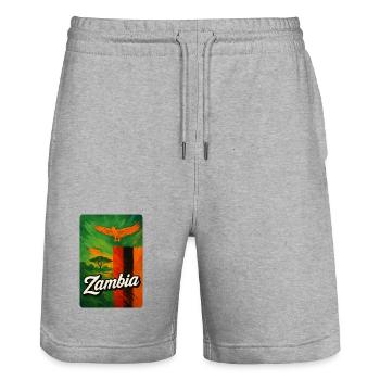 Sambia – Adler über Afrikas Weiten - Stanley/Stella Unisex Bio Joggingshorts Trainer  - Grau meliert - Vorne - Nik (191cm) & Marisol (170cm)