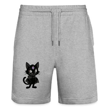 Bad Kitty Vibes - Stanley/Stella Unisex Bio Joggingshorts Trainer  - Grau meliert - Vorne - Nik (191cm) & Marisol (170cm)