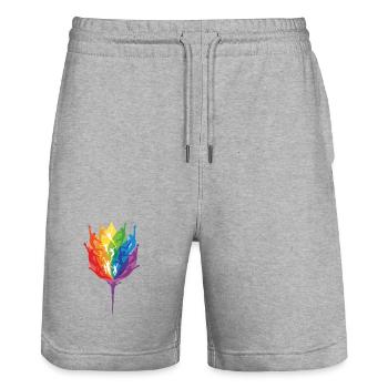 Rainbow Society in Motion - Stanley/Stella Trainer Unisex Organic Jogging Shorts - heather grey - Front - Nik (191cm) & Marisol (170cm)