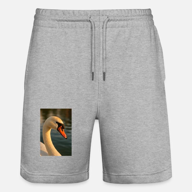 Vogel - Schwan - Stanley/Stella Unisex Bio Joggingshorts Trainer  - Grau meliert