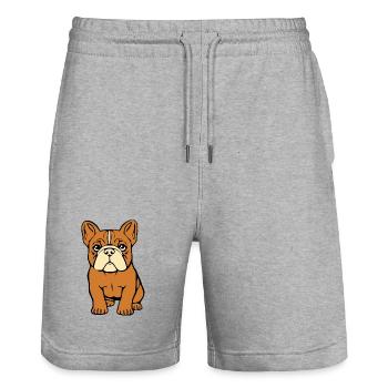 personalisiertes Bulldoggen Hunde T-shirt Geschenk - Stanley/Stella Unisex Bio Joggingshorts Trainer  - Grau meliert - Vorne - Nik (191cm) & Marisol (170cm)