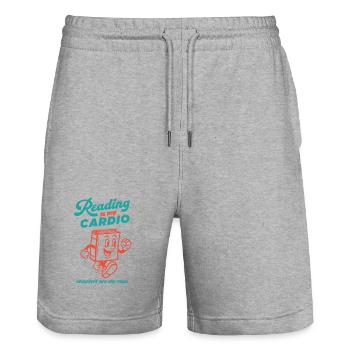 Lesen ist mein Cardio - Stanley/Stella Unisex Bio Joggingshorts Trainer  - Grau meliert - Vorne - Nik (191cm) & Marisol (170cm)