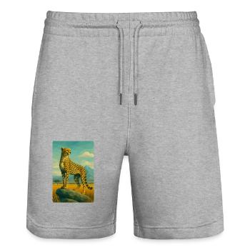 Polynature Gepard - Stanley/Stella Unisex Bio Joggingshorts Trainer  - Grau meliert - Vorne - Nik (191cm) & Marisol (170cm)