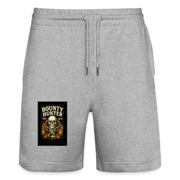 Bounty Hunter Skeleton Western - Stanley/Stella Trainer Unisex Organic Jogging Shorts - heather grey - Front - Nik (191cm) & Marisol (170cm)