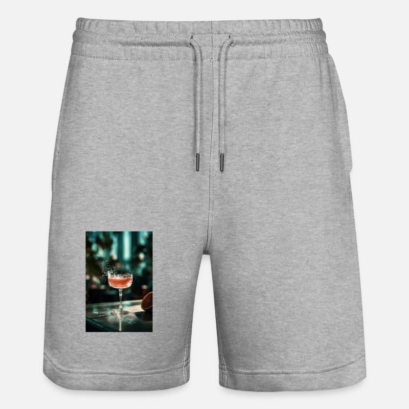 Rosa Cocktail Splash im Coupe-Glas - Stanley/Stella Unisex Bio Joggingshorts Trainer  - Grau meliert