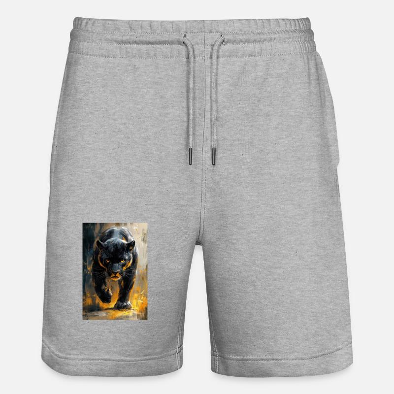 Illustration eines Panthers - Stanley/Stella Unisex Bio Joggingshorts Trainer  - Grau meliert