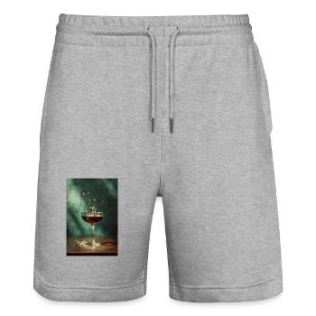Smaragd Splash Cocktail Vintage Kunst - Stanley/Stella Unisex Bio Joggingshorts Trainer  - Grau meliert - Vorne - Nik (191cm) & Marisol (170cm)