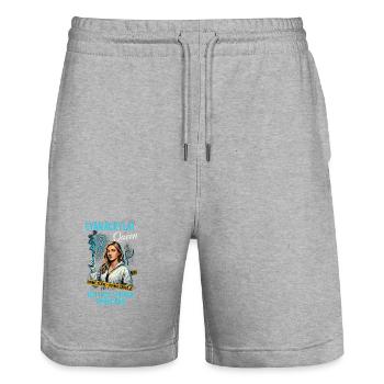 Cyanoacrylate Queen – Traces Speak - Stanley/Stella Trainer Unisex Organic Jogging Shorts - heather grey - Front - Nik (191cm) & Marisol (170cm)