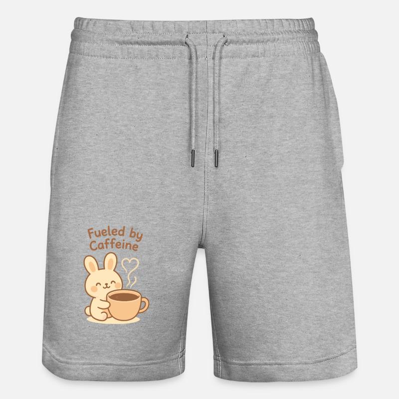Angetrieben von Caffeine Bunny - Stanley/Stella Unisex Bio Joggingshorts Trainer  - Grau meliert