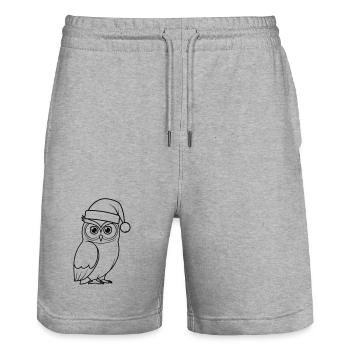 Weihnachts-Eule Cartoon Illustration - Stanley/Stella Unisex Bio Joggingshorts Trainer  - Grau meliert - Vorne - Nik (191cm) & Marisol (170cm)