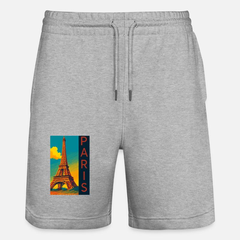 Paris PopArt Skyline Eiffelturm - Stanley/Stella Unisex Bio Joggingshorts Trainer  - Grau meliert