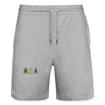 Merry X-Mas Tannenbaum Weinachten - Stanley/Stella Unisex Bio Joggingshorts Trainer  - Grau meliert - Vorne - Nik (191cm) & Marisol (170cm)