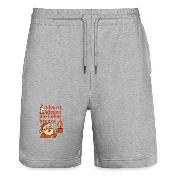 Advent Santa Claus Liver Burns Funny Mulled Wine - Stanley/Stella Trainer Unisex Organic Jogging Shorts - heather grey - Front - Nik (191cm) & Marisol (170cm)
