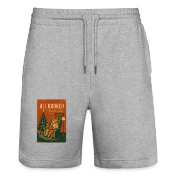 All Booked for Christmas, Love Cats - Stanley/Stella Trainer Unisex Organic Jogging Shorts - heather grey - Front - Nik (191cm) & Marisol (170cm)
