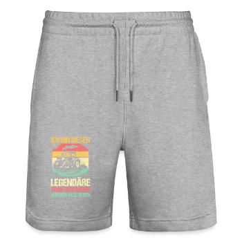 Landwirt Bauernhof Farmer Bauer Traktor - Stanley/Stella Unisex Bio Joggingshorts Trainer  - Grau meliert - Vorne - Nik (191cm) & Marisol (170cm)