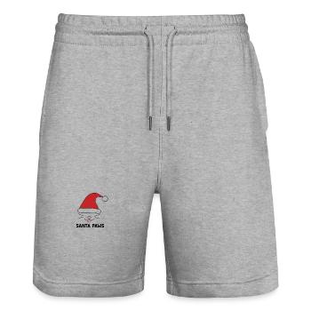 Santa Paws Hund im Weihnachtshut - Stanley/Stella Unisex Bio Joggingshorts Trainer  - Grau meliert - Vorne - Nik (191cm) & Marisol (170cm)