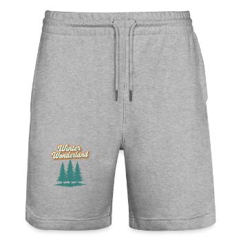Winter Wonderland Christmas - Stanley/Stella Trainer Unisex Organic Jogging Shorts - heather grey - Front - Nik (191cm) & Marisol (170cm)