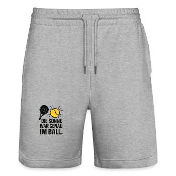 Soleil dans le ballon - excuse dans le sport de padel - Short de jogging bio TRAINER Stanley/Stella unisexe - gris chiné - Devant - Nik (191cm) & Marisol (170cm)