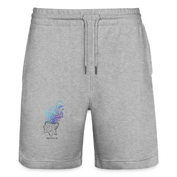 Abstract Brain Illustration - Stanley/Stella Trainer Unisex Organic Jogging Shorts - heather grey - Front - Nik (191cm) & Marisol (170cm)