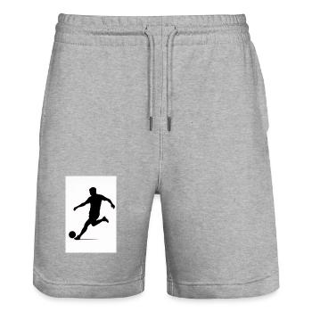 Silhouette de football en mouvement - Short de jogging bio TRAINER Stanley/Stella unisexe - gris chiné - Devant - Nik (191cm) & Marisol (170cm)