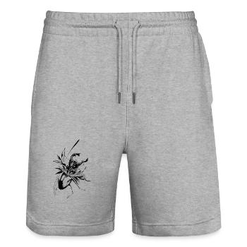 Zwischen Natur und Leben - der Hirschkäfer erwacht - Stanley/Stella Unisex Bio Joggingshorts Trainer  - Grau meliert - Vorne - Nik (191cm) & Marisol (170cm)