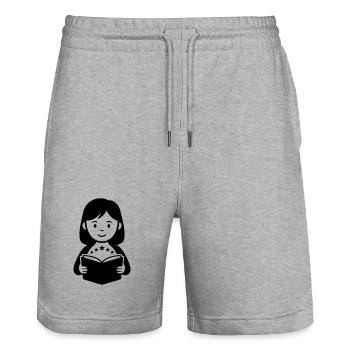 Teacher & Reading Friend | Magic of Books - Stanley/Stella Trainer Unisex Organic Jogging Shorts - heather grey - Front - Nik (191cm) & Marisol (170cm)