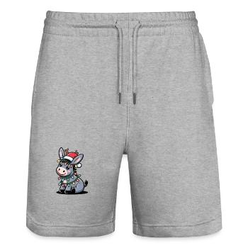 Esel Elfe Weihnachten - Stanley/Stella Unisex Bio Joggingshorts Trainer  - Grau meliert - Vorne - Nik (191cm) & Marisol (170cm)