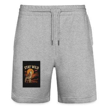 Wolf Wild - Stanley/Stella Trainer Unisex Organic Jogging Shorts - heather grey - Front - Nik (191cm) & Marisol (170cm)