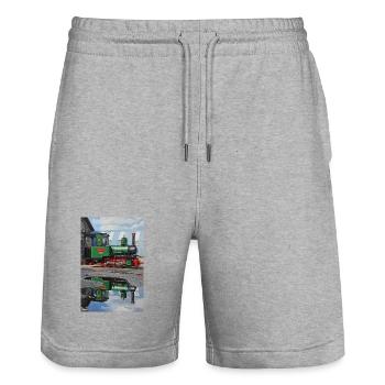 Reflexion der Dampflokomotive - Stanley/Stella Unisex Bio Joggingshorts Trainer  - Grau meliert - Vorne - Nik (191cm) & Marisol (170cm)