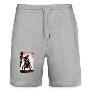 01_Motocross_Vintage_Sprung - Short de jogging bio TRAINER Stanley/Stella unisexe - gris chiné - Devant - Nik (191cm) & Marisol (170cm)
