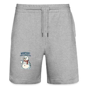 Winter? Wärm dich mit Kaffee - Stanley/Stella Unisex Bio Joggingshorts Trainer  - Grau meliert - Vorne - Nik (191cm) & Marisol (170cm)