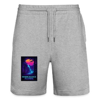 Là où coule le silence Gorge de néon - Short de jogging bio TRAINER Stanley/Stella unisexe - gris chiné - Devant - Nik (191cm) & Marisol (170cm)