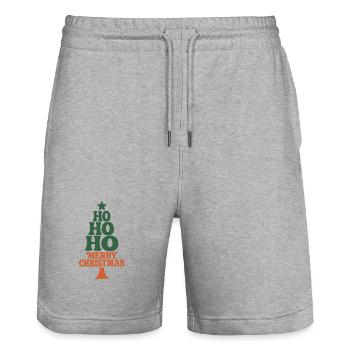 Hohoho Hippie 70s Retro Christmas - Stanley/Stella Trainer Unisex Organic Jogging Shorts - heather grey - Front - Nik (191cm) & Marisol (170cm)