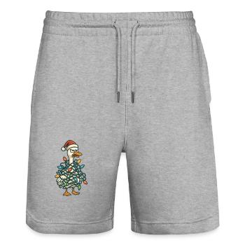 Le canard du Père Noël aux lumières de Noël - Short de jogging bio TRAINER Stanley/Stella unisexe - gris chiné - Devant - Nik (191cm) & Marisol (170cm)