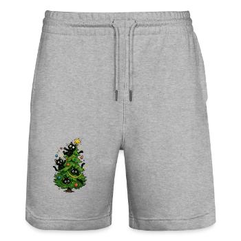Sapin de Noël Chats Noël - Short de jogging bio TRAINER Stanley/Stella unisexe - gris chiné - Devant - Nik (191cm) & Marisol (170cm)