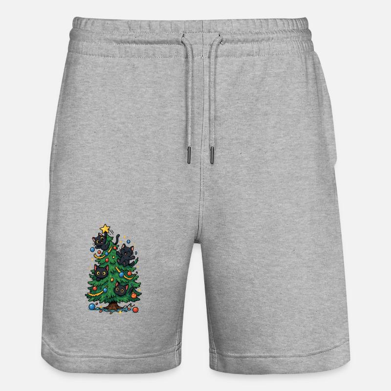 Sapin de Noël avec chats - Short de jogging bio TRAINER Stanley/Stella unisexe - gris chiné