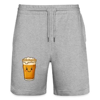 Happy Beer – Cute „Glückspils“ Cartoon Design - Stanley/Stella Unisex Bio Joggingshorts Trainer  - Grau meliert - Vorne - Nik (191cm) & Marisol (170cm)