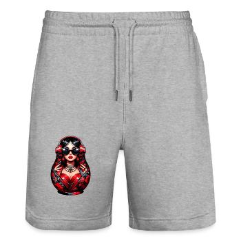  Russian Matroschka Musik Russland Russische - Stanley/Stella Unisex Bio Joggingshorts Trainer  - Grau meliert - Vorne - Nik (191cm) & Marisol (170cm)