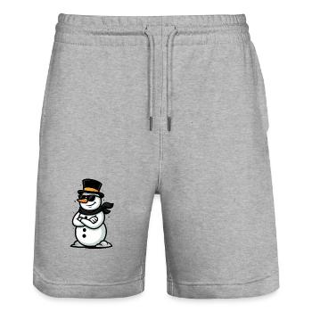 Cooler Schneemann mit Sonnenbrille - Stanley/Stella Unisex Bio Joggingshorts Trainer  - Grau meliert - Vorne - Nik (191cm) & Marisol (170cm)