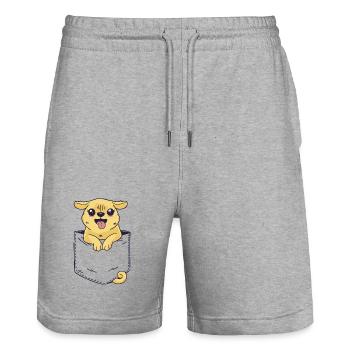 Chien Mignon de Poche - Short de jogging bio TRAINER Stanley/Stella unisexe - gris chiné - Devant - Nik (191cm) & Marisol (170cm)