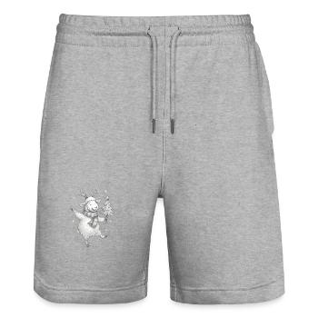 Winter Joy Reindeer Sheep - Stanley/Stella Trainer Unisex Organic Jogging Shorts - heather grey - Front - Nik (191cm) & Marisol (170cm)