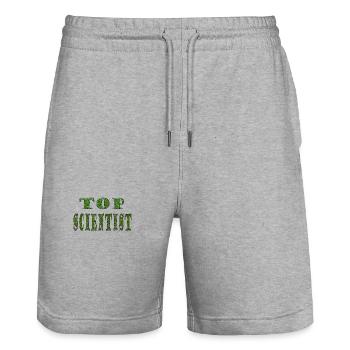 Top Scientist Green Texture - Stanley/Stella Trainer Unisex Organic Jogging Shorts - heather grey - Front - Nik (191cm) & Marisol (170cm)