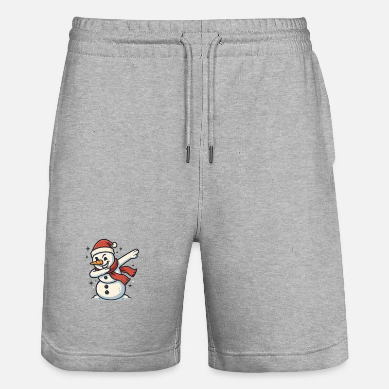 Dabbing Schneemann Dab - Stanley/Stella Unisex Bio Joggingshorts Trainer  - Grau meliert