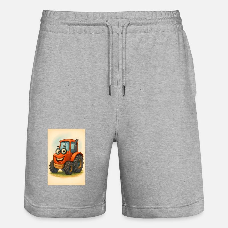 Glücklicher Traktor mit Gesicht - Stanley/Stella Unisex Bio Joggingshorts Trainer  - Grau meliert
