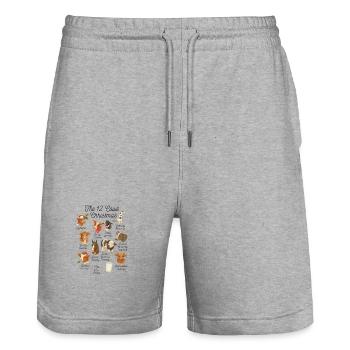 The 12 Cows of Christmas – Lustiges Weihnachtskuh  - Stanley/Stella Unisex Bio Joggingshorts Trainer  - Grau meliert - Vorne - Nik (191cm) & Marisol (170cm)