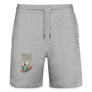 Stellar Dreams of the Adventurous Cat - Stanley/Stella Trainer Unisex Organic Jogging Shorts - heather grey - Front - Nik (191cm) & Marisol (170cm)