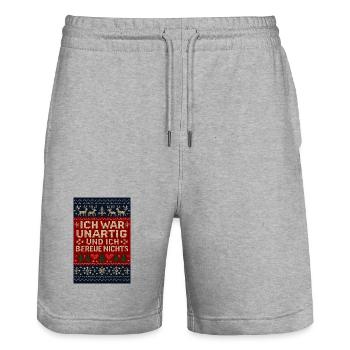 Ugly Christmas Weihnachten Unartig - Stanley/Stella Unisex Bio Joggingshorts Trainer  - Grau meliert - Vorne - Nik (191cm) & Marisol (170cm)