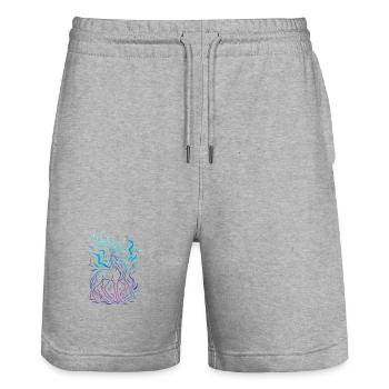 Neon Dragon's Line in Gradient - Stanley/Stella Trainer Unisex Organic Jogging Shorts - heather grey - Front - Nik (191cm) & Marisol (170cm)
