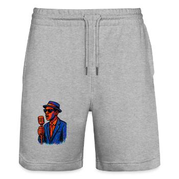 Jazz – Saxophon – Musik - Stanley/Stella Unisex Bio Joggingshorts Trainer  - Grau meliert - Vorne - Nik (191cm) & Marisol (170cm)
